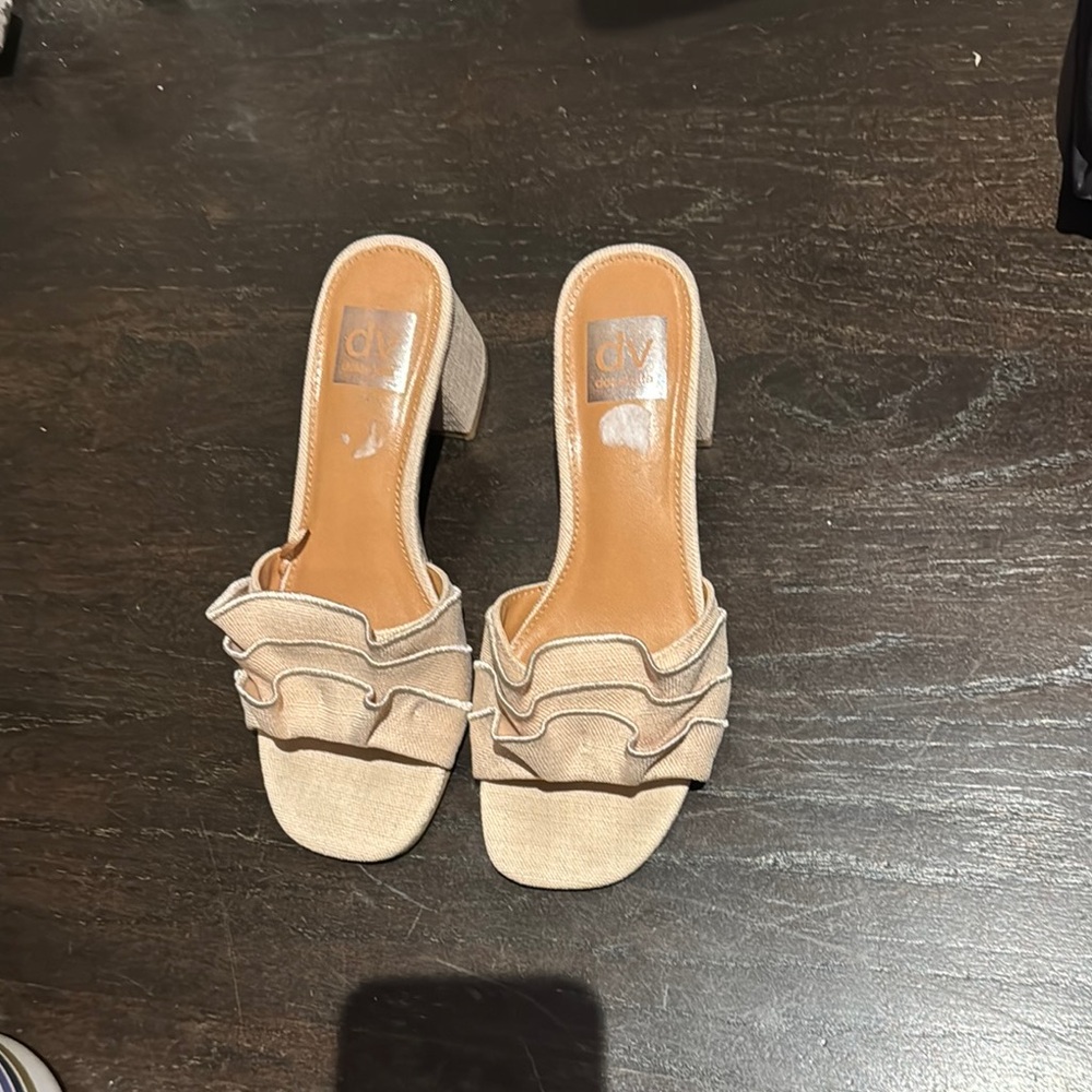 DV by Dolce Vita Beige Ruffle Mules
